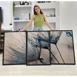 "Trio dente de leão tons azul" Conjunto de quadros decorativos