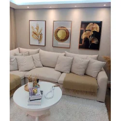 "Trio abstrato folhas douradas" Conjunto de quadros decorativos