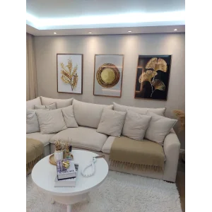 Trio folhas abstratas dourado